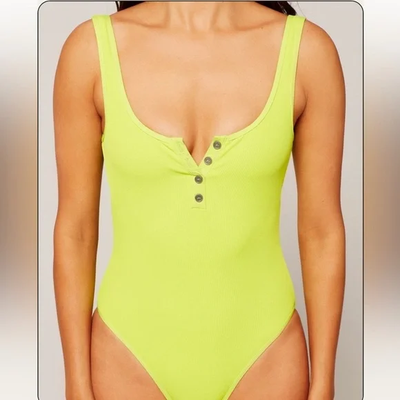 L*Space float on ribbed henley one piece swimsuit